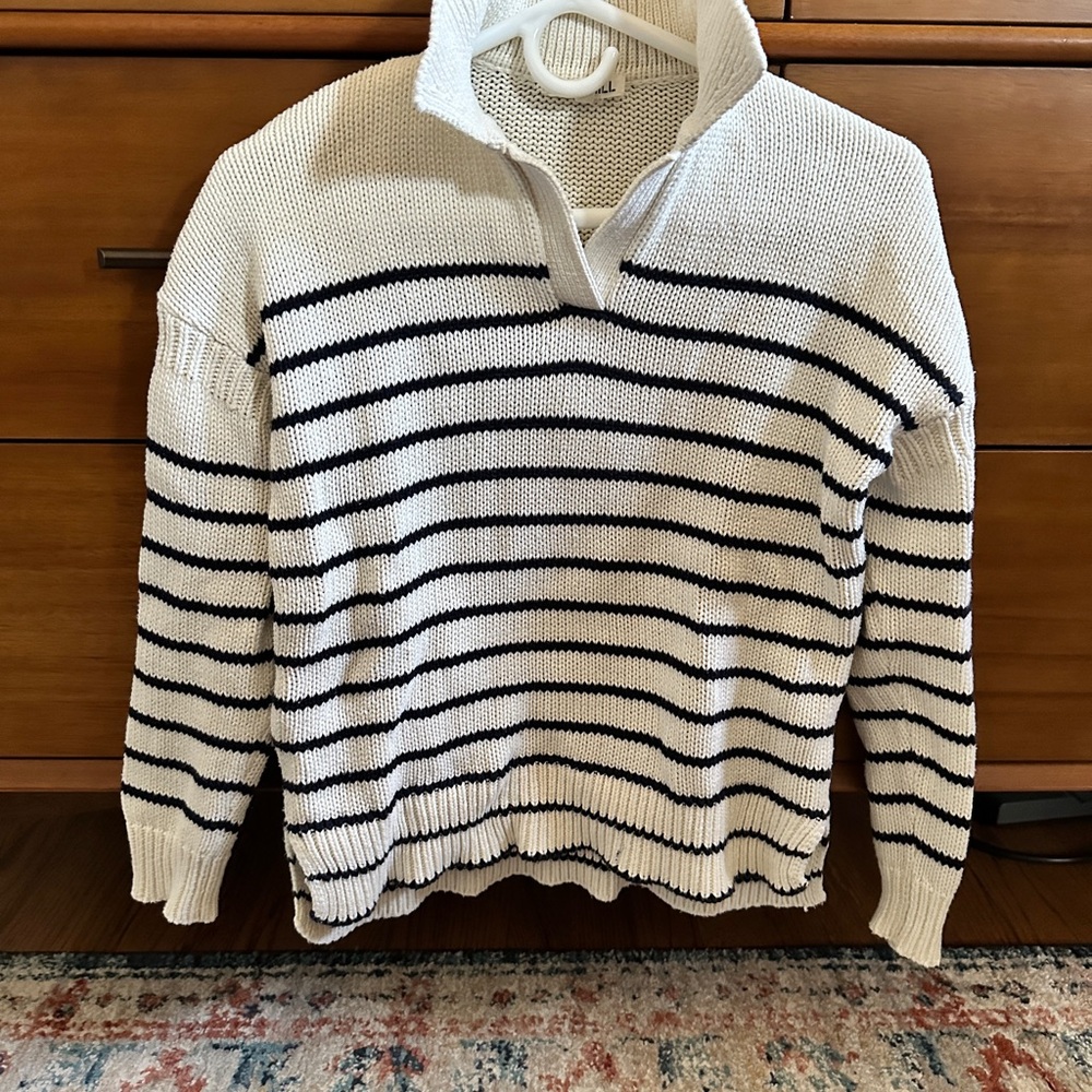 Alex Mill 100% Cotton Sweater - Black and White Stripes, Size XS